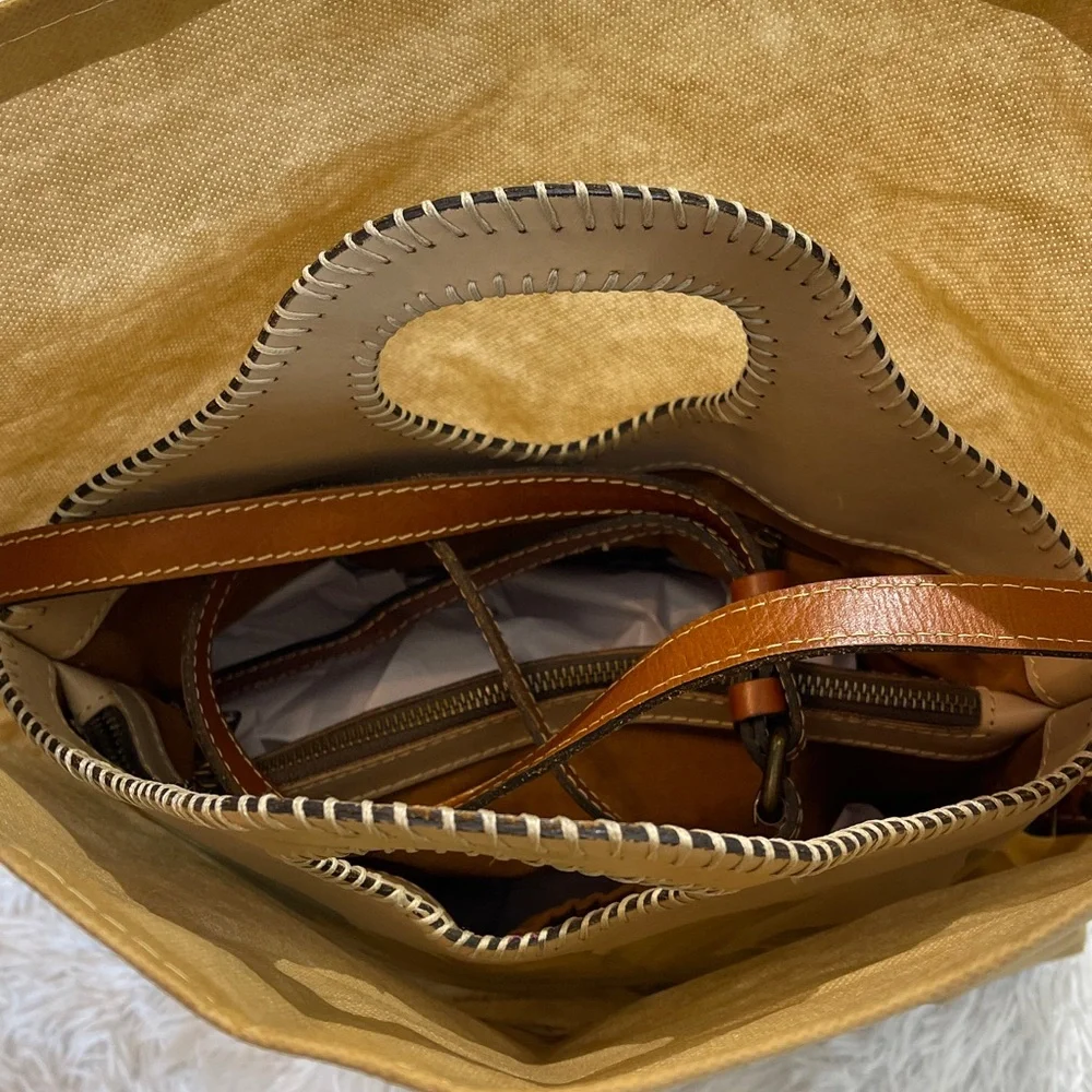 PATRICIA NASH Tan and Brown FLOWER Leather Bag WITH DUST BAG SOME SMALL MARKS - Picture 10 of 13